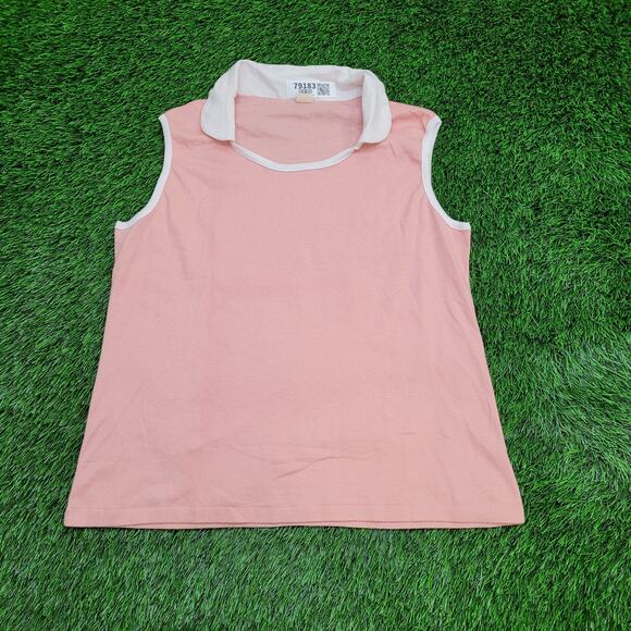 Vintage 70s MOD Sleeveless Collared Polo Shirt Women L 20x24 Tennis - Picture 1 of 11
